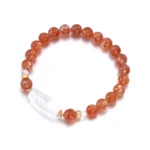 Copper Clear Quartz & Golden Sunstone Bracelet