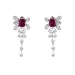 S925 Silver Lab-Grown Ruby Silver Base Earrings - Image 2