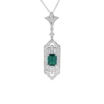 S925 Silver Lab-Grown Emerald Necklace