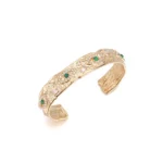 Stainless Steel Rhinestone + Malachite Bangle