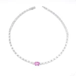 S925 Silver Lab-Grown Padparadscha Pink Sapphire Necklace