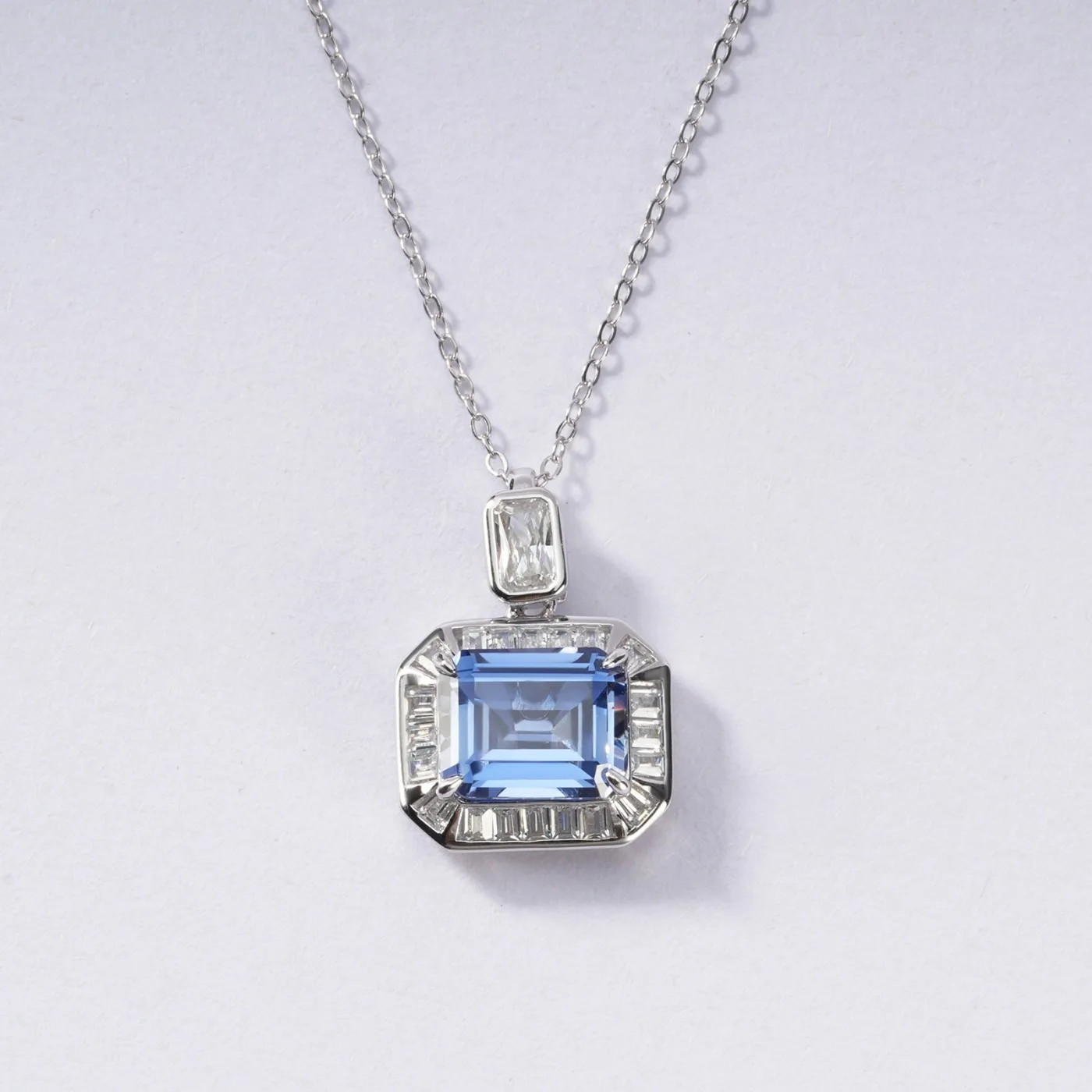 A001 925 Silver Lab-Grown Sapphire Necklace - Image 1