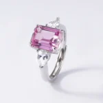 925 Silver Lab-Grown Padparadscha Pink Sapphire Ring