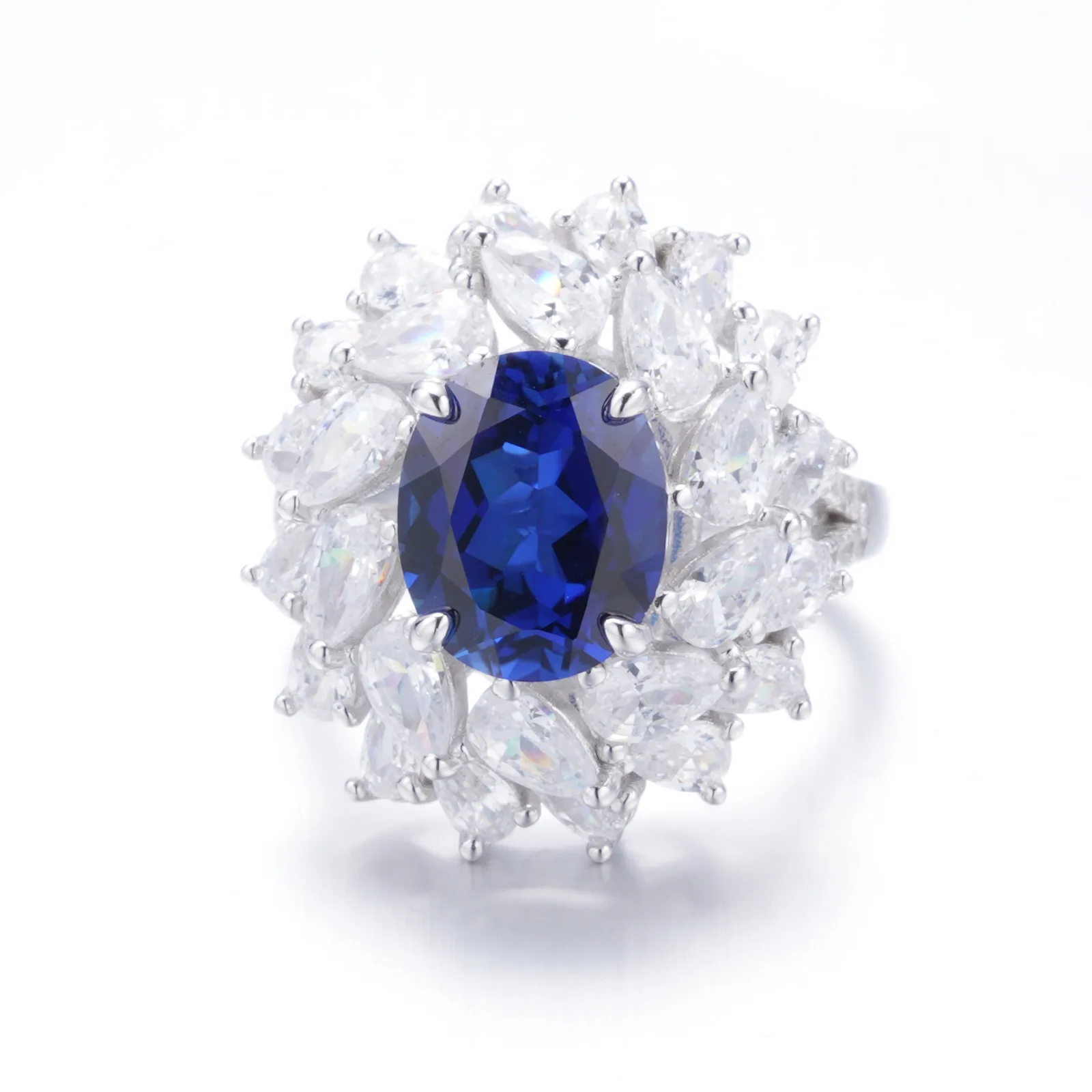 A001 925 Silver Lab-Grown Sapphire Ring - Image 1