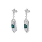 S925 Silver Lab-Grown Emerald Earrings - Image 2