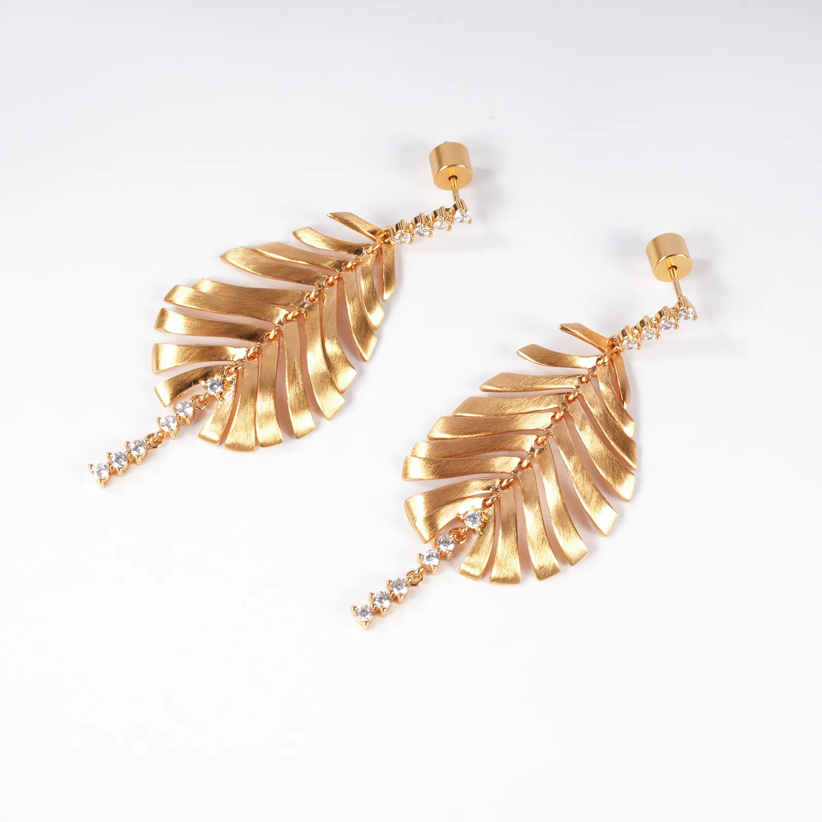 A002 Copper Alloy Zircon Earrings - Image 1