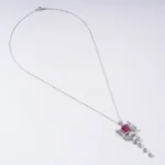 925 Silver Lab-Grown Ruby Necklace - Image 2