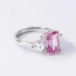 925 Silver Lab-Grown Padparadscha Pink Sapphire Ring - Image 2
