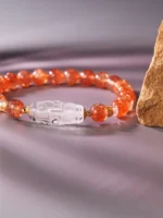 Copper Clear Quartz & Golden Sunstone Bracelet - Image 4