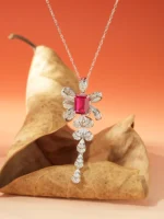 925 Silver Lab-Grown Ruby Necklace - Image 3