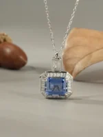 925 Silver Lab-Grown Sapphire Necklace - Image 4