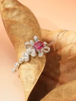 925 Silver Lab-Grown Ruby Necklace - Image 4