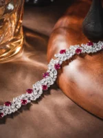 925 Silver Lab-Grown Ruby Bracelet - Image 5