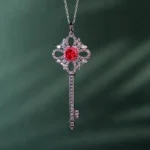S925 Silver Lab-Grown Ruby Silver Base Necklace - Image 2