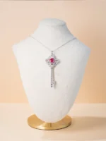 S925 Silver Lab-Grown Ruby Silver Base Necklace - Image 3