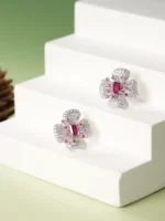 S925 Silver Lab-Grown Ruby Earrings - Image 2