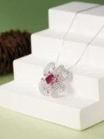 S925 Silver Lab-Grown Ruby Necklace - Image 3