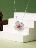 S925 Silver Lab-Grown Ruby Necklace - Image 4